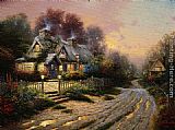 Thomas Kinkade Canvas Paintings - Teacup Cottage